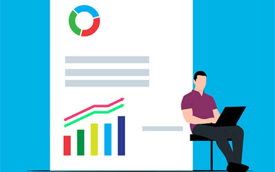 A person writing a business report